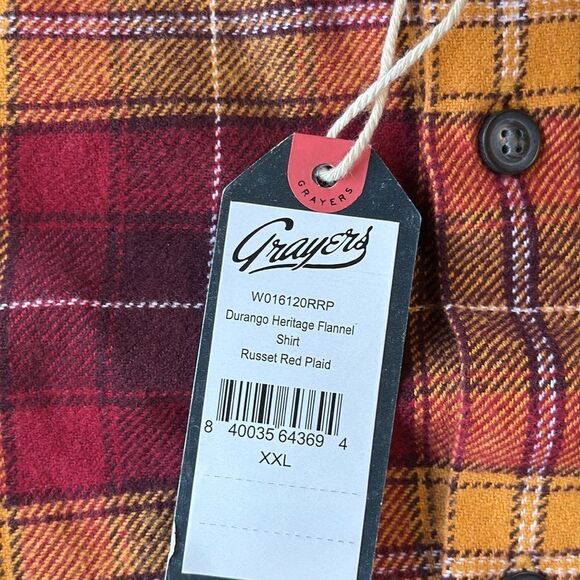 GRAYERS DURANGO HERITAGE FLANNEL -‎ RUSSET RED PLAID shirt size XXL NWT - Picture 10 of 10